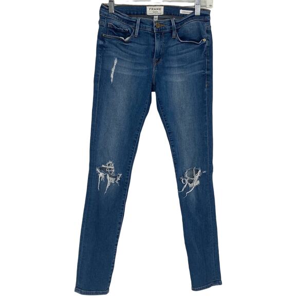 Frame Le Skinny De Jeanne Distressed Jean Size 27 - Picture 1 of 7